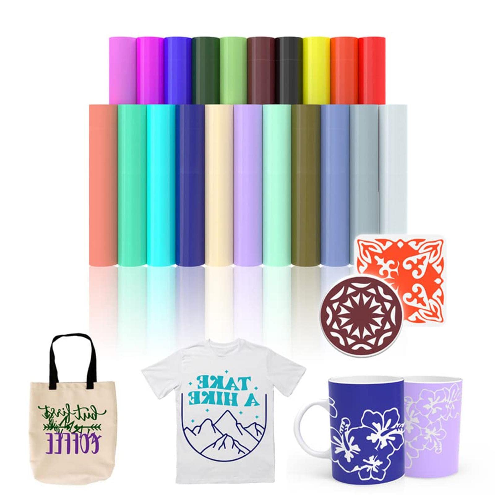 Renhekek 21pcs Infusible Ink Transfer Sheet, Solid Color Transfer Paper Sublimation for Mug Press, Silhouette Cameo or Heat Press Machine Transfer Sheets for T-Shirts Mug Bag, 12"x10"