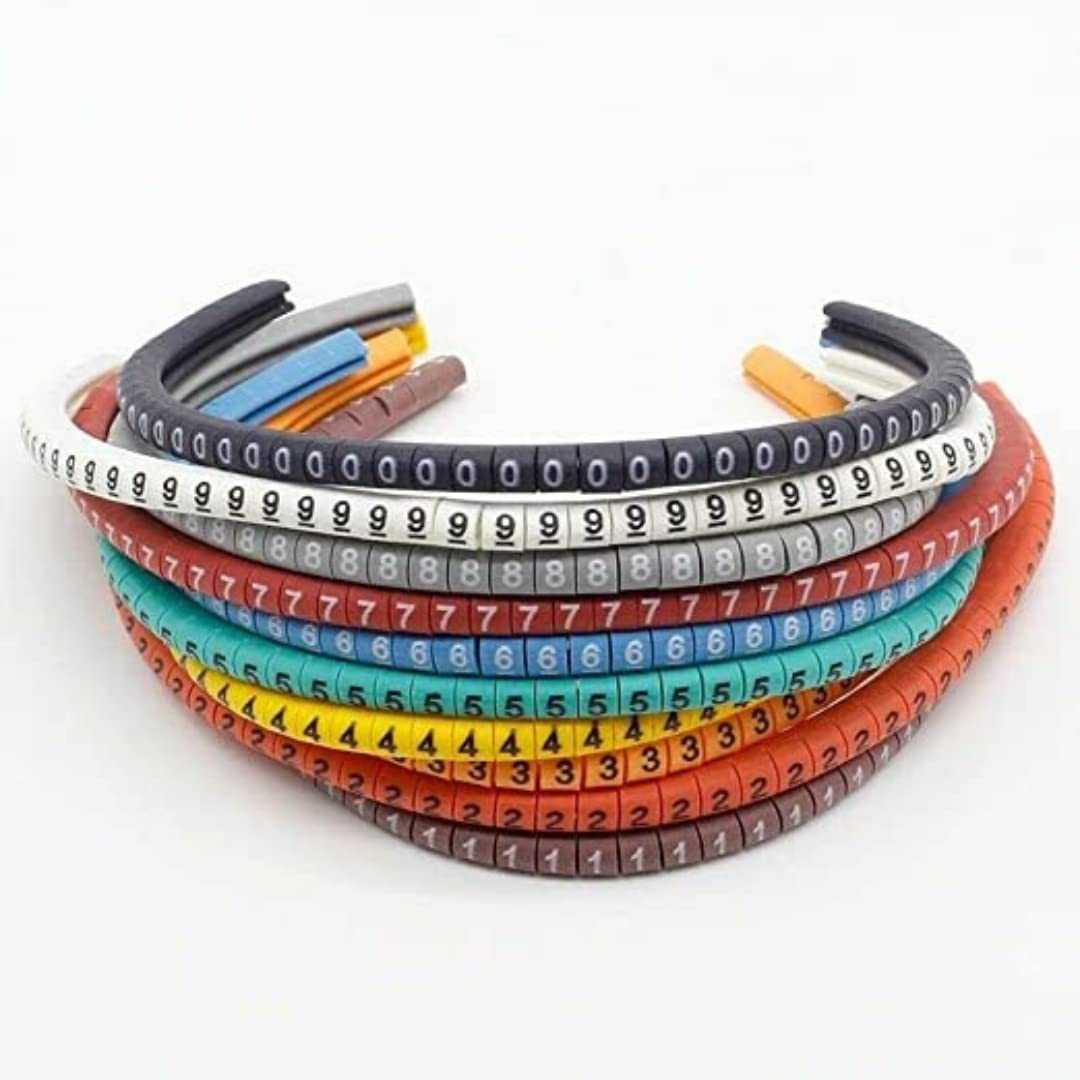 500PCS EC-0 Cable Wire Marker 0 To 9 Number Coloured Marking Tool For 1.5mm2 Size | Insulation Marking | PVC Cable Markers | Assorted Colours | Electrical Supplies