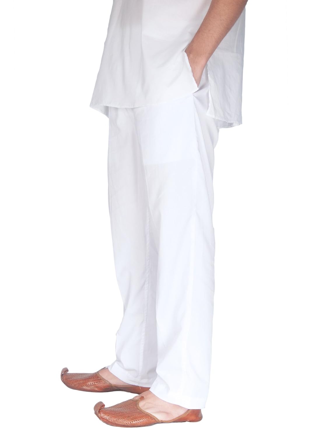 rajubhai hargovindas men's white cotton pyjama | button waist pyjama|