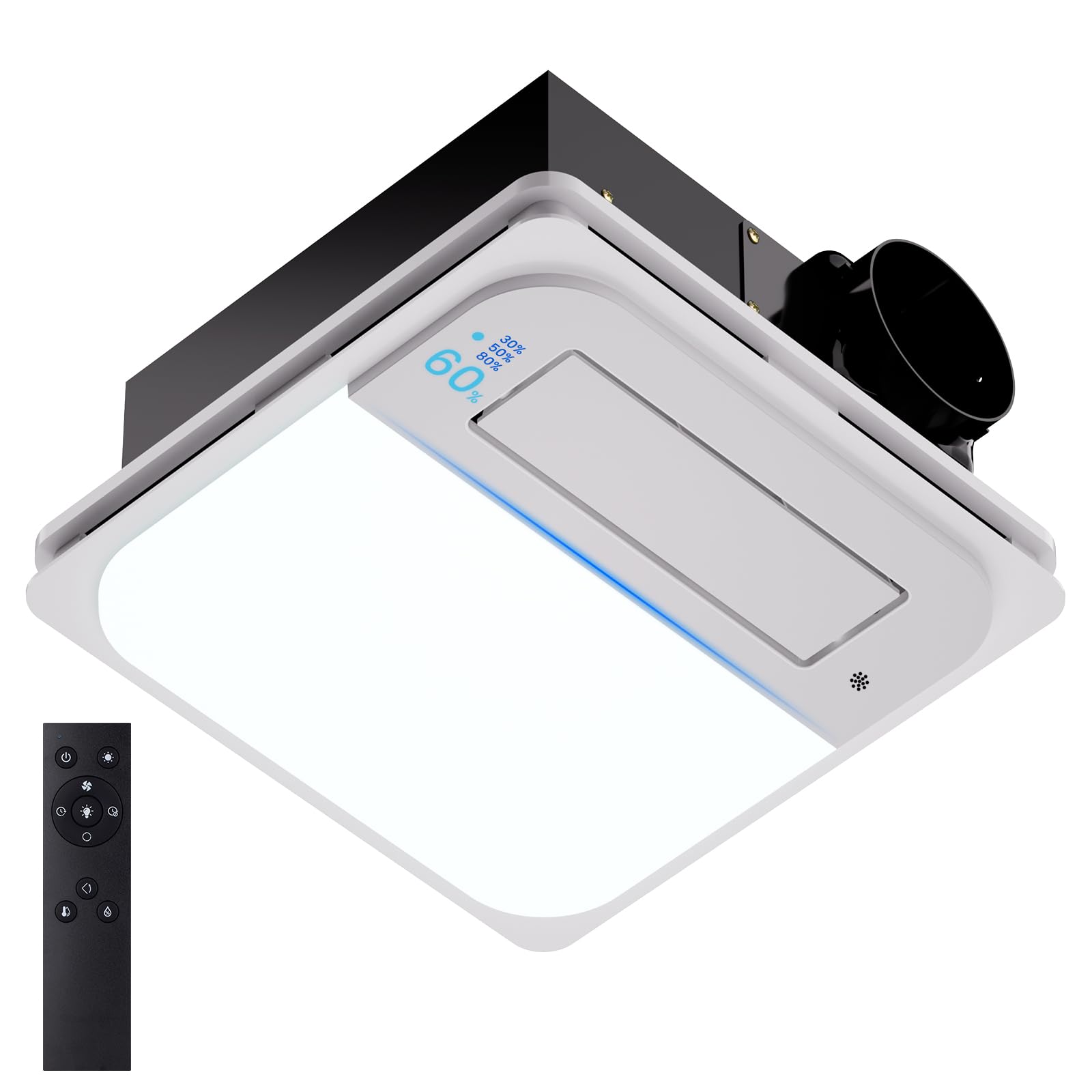 Photo 1 of Oeukas Bathroom Exhaust Fan with Humidity Sensor, Light and Heater - 190 CFM Quiet 1.0 Sone Vent Fan, 1800W Heat, 1500LM LED, Remote Control, Easy Install UL Certified