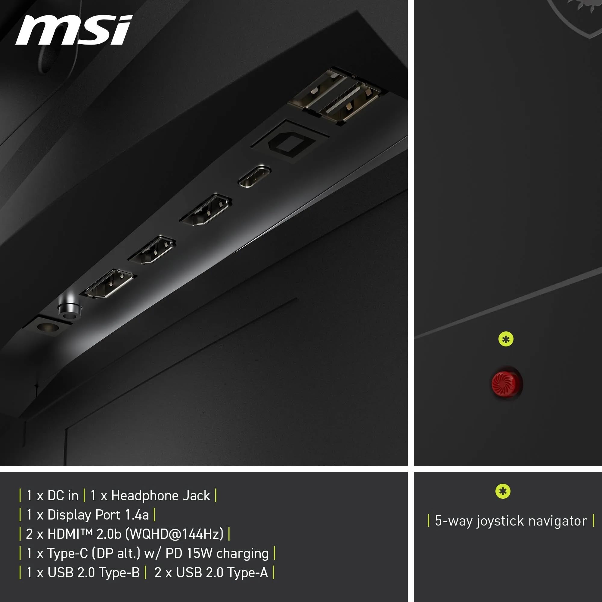 Msi Mag 275Cqrf Qd E2 27 Inch Wqhd Curved Gaming Monitor - 1500R 2560 X 1440 Rapid Va Panel, 180 Hz - 05Ms (Gtg, Min), Adaptive Sync - Dp 14A, Hdmi 20B Cec - View 6
