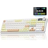 AULA F108 PRO - Wireless Mechanical Keyboard with Screen&Knob,Hot Swappable Gaming Keyboard with 8000mAh Battery,Pre-lubed Switches,RGB Backlit,PBT Keycaps Creamy Sounding Computer Keyboards,104 Keys