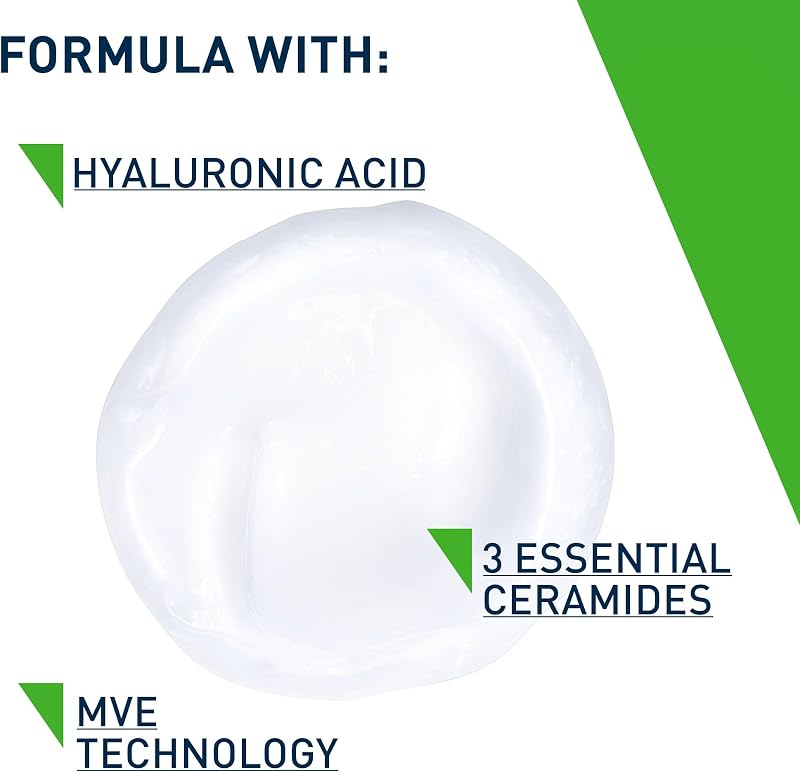 Loção de limpeza com hialuron, glicerina e três ceramidas essenciais, limpeza suave e hidratante, sem fragrância, 88 ml