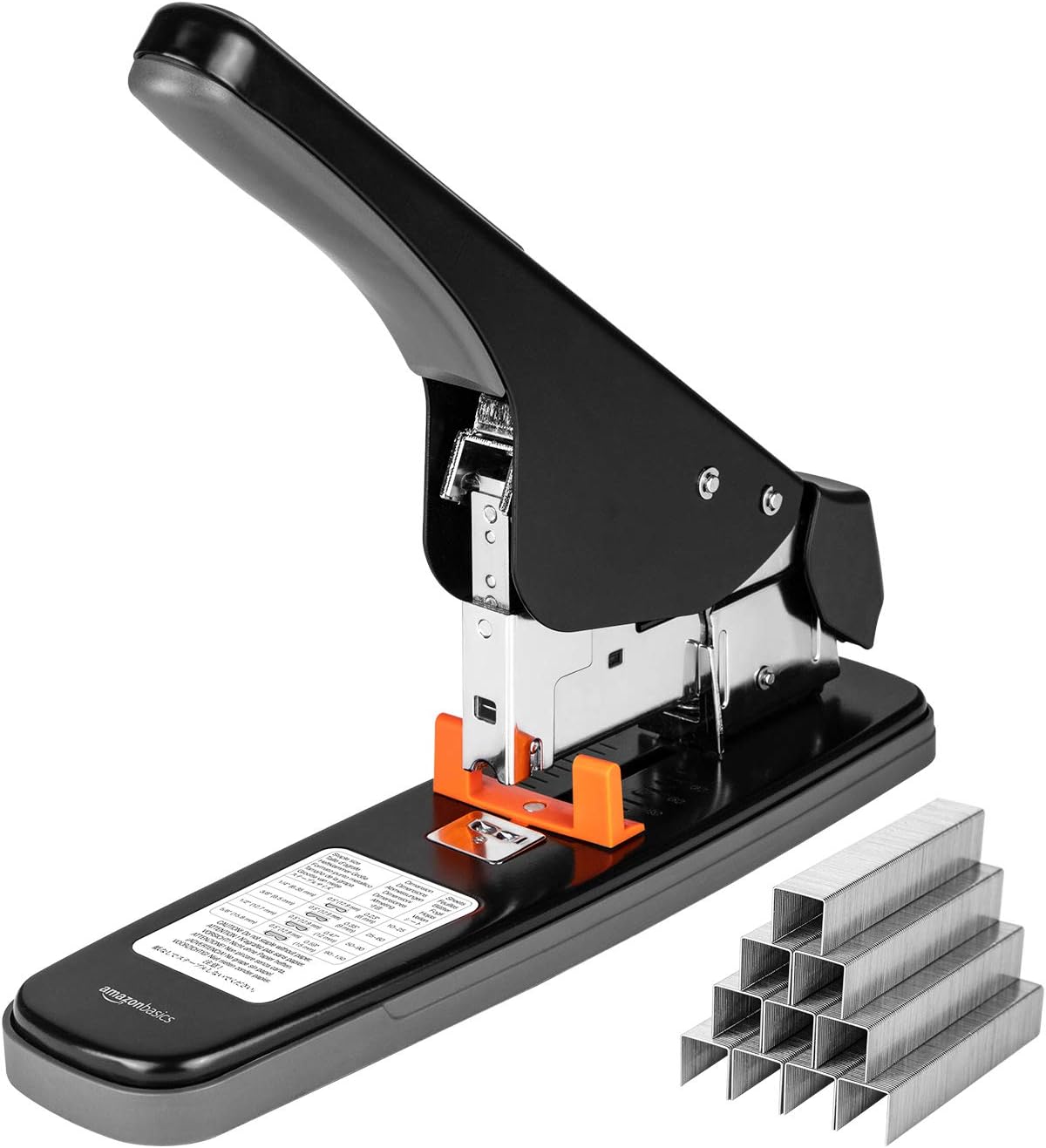 Amazon Basics Effortless Heavy-Duty Stapler, 130 Sheets, Black