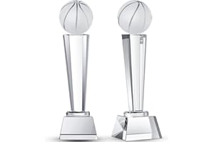 Meooeck 2 Pcs 9x2.8'' Crystal Glass Trophy with Gift Box Large Trophy Award Glass Paperweight Tournament Table Desktop Decor