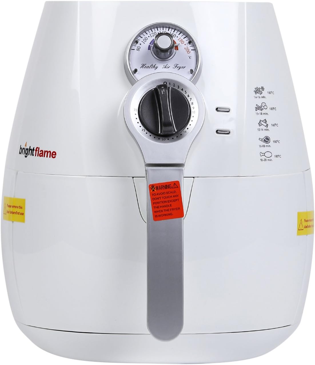 Brightflame AK0072 3.2L Healthy Air Fryer – Oil-Free Cooking Appliance (White)