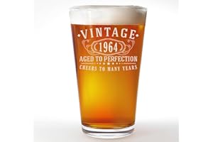 Vintage 1964 Etched 16oz Pint Beer Glass - 61st Birthday Gifts for Men - Cheers to 61 Years Old - 61st Birthday Decorations f