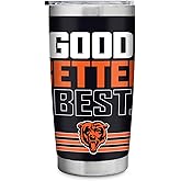 Rico Industries NFL Football Chicago Bears "GOOD. BETTER. BEST." 20oz Stainless Steel Tumbler with Lid - Great For Coffee, Tea, Water or Cocktails