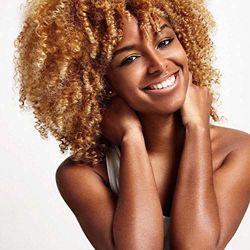 Finders Kinky Curly Wig Short Spirals Gold Blonde Synthetic Wigs for African American Women 12 Inch(30CM)
