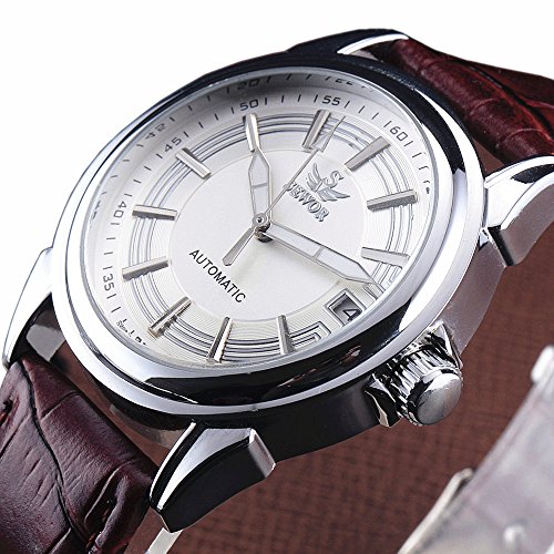 Sewor Automatic Mechanical Men Classic Auto Date Dial Leather Strap Formal Dress Wrist Watches