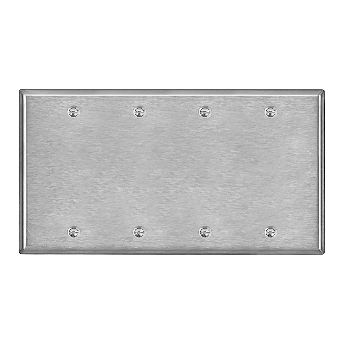 Photo 1 of BESTTEN 4-Gang Blank Metal Wall Plate with ?hite or Clear Plastic Film, Corrosion-Resistant No Device Stainless Steel Outlet Cover, Standard Size, Brushed Finished, H4.53” x W8.23”