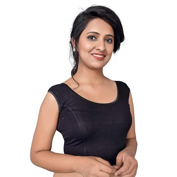 Women's Cotton Lycra Non-Padded Stretchable Sleeveless Saree Blouse (A-39)