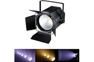 DJXFLI LED 200W COB Stage Lights with Barn Doors 2in1 Warm White & White COB Par Lights, DMX/Master-Slave DJ Lights Spotlight Fresnel Lights 3500~7500K Par Lights for Church Concert Wedding