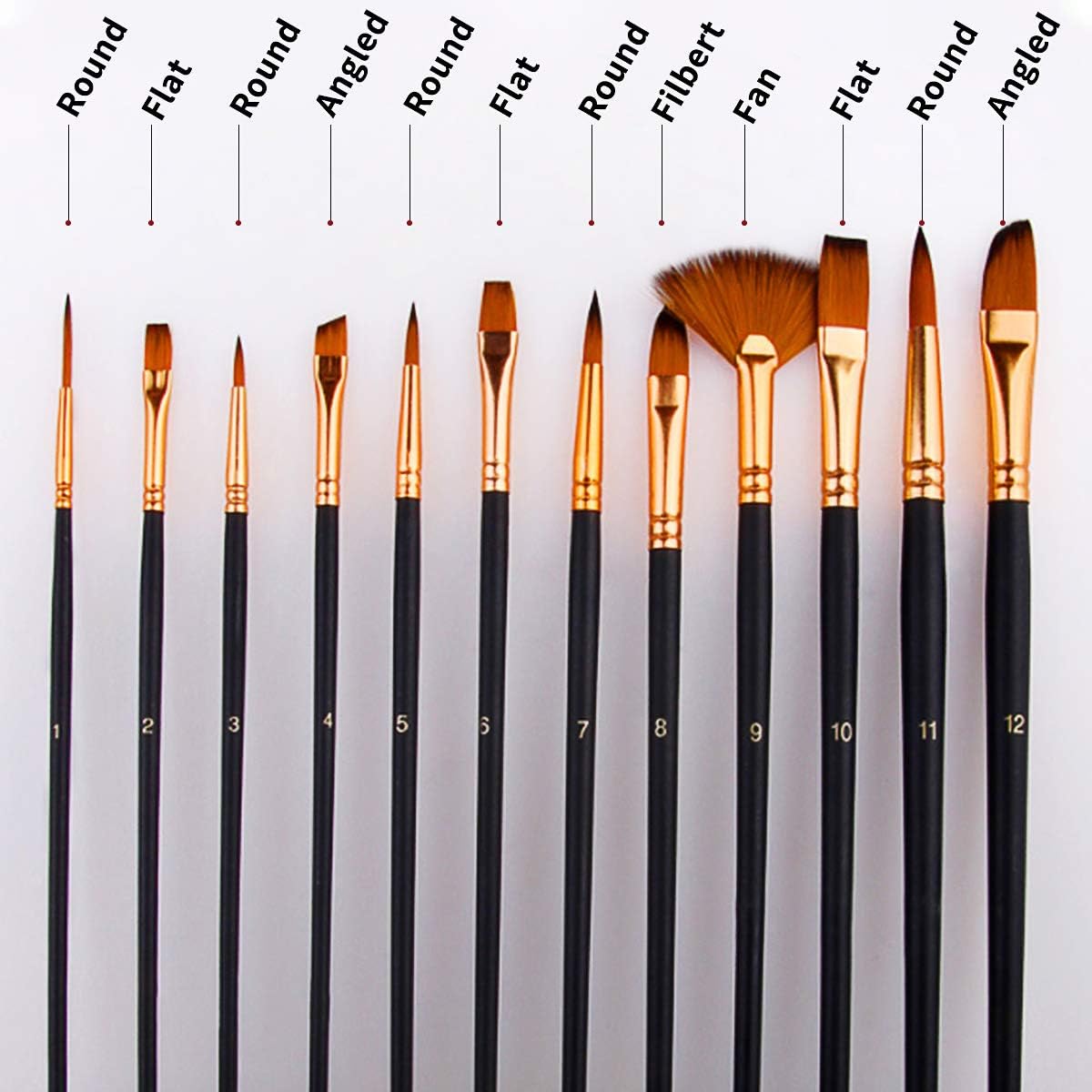 DunGu Art Supply Paint Brushes Set 12pcs Brushes 1Pallette in Carrying Case, Perfect for Acrylic, Watercolor, Oil and Gouache Artist