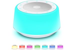 BGOVERSS White Noise Sound Machine, Baby Sound Machine Kids with 30 Soothing Sounds and 7 Colors Warm Night Light for Sleeping, 5 Timers Portable Plug in Sound Machine for Baby, Adults，White Color