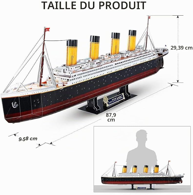 Puzzle 3D LED - 88CM Maquettes de Bateau de Titanic, Bateau Modèle