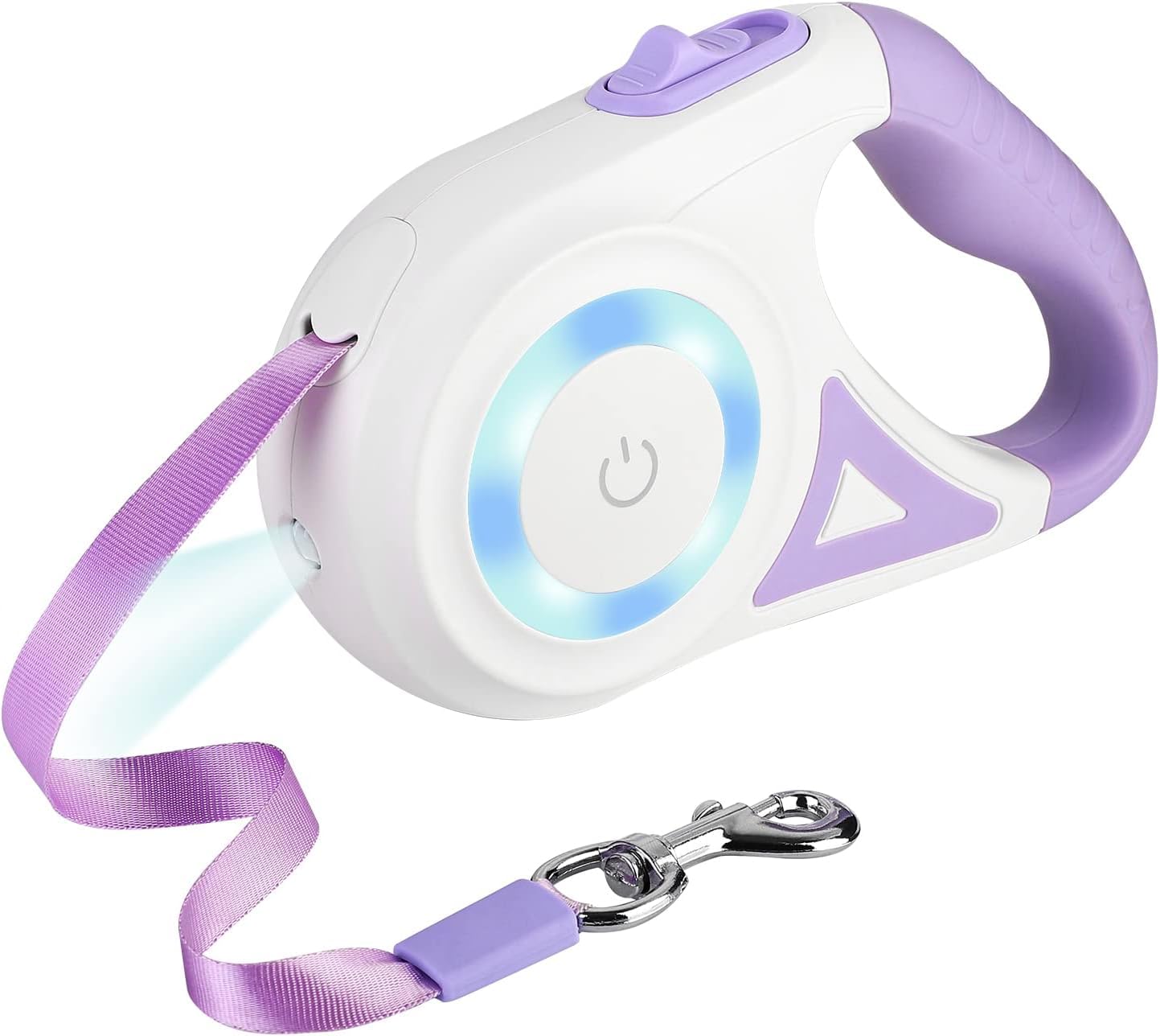 PUGTOW Retractable Dog Lead with Light, 5M/16Ft Extendable Lead, Tangle-Free for Medium Dogs Up to 20KG, Purple