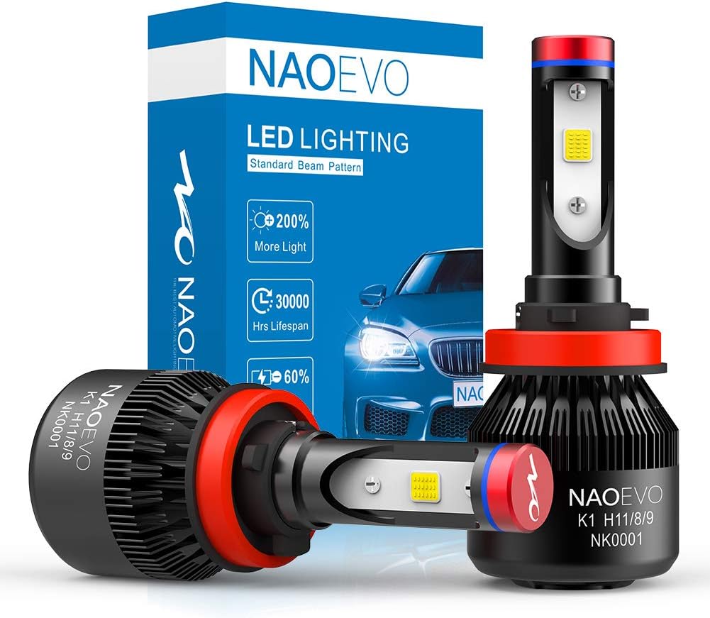 h11 h8 h9 led headlight bulbs low beam fog light super bright cool white cob 60w 6400lm 6500k play and plug halogen replacement