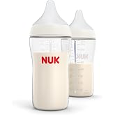 NUK Perfect Match Natural Transition Baby Bottle, 8oz, 2-Pack | Anti-Colic Vent, 2x Softer Medical-Grade Silicone Nipple, Mimics Breastfeeding, 98% Baby Acceptance