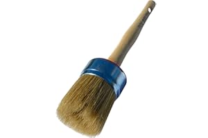 POL BRUSH 2 inch Stencil & Wax European Professional Round Paint Brush - Natural Bristles Wooden Handle - for Chalk, Wax, Acrylic, Oil, Watercolor, Stain, Varnish - for Art, Decor, Walls, Furniture, Woods