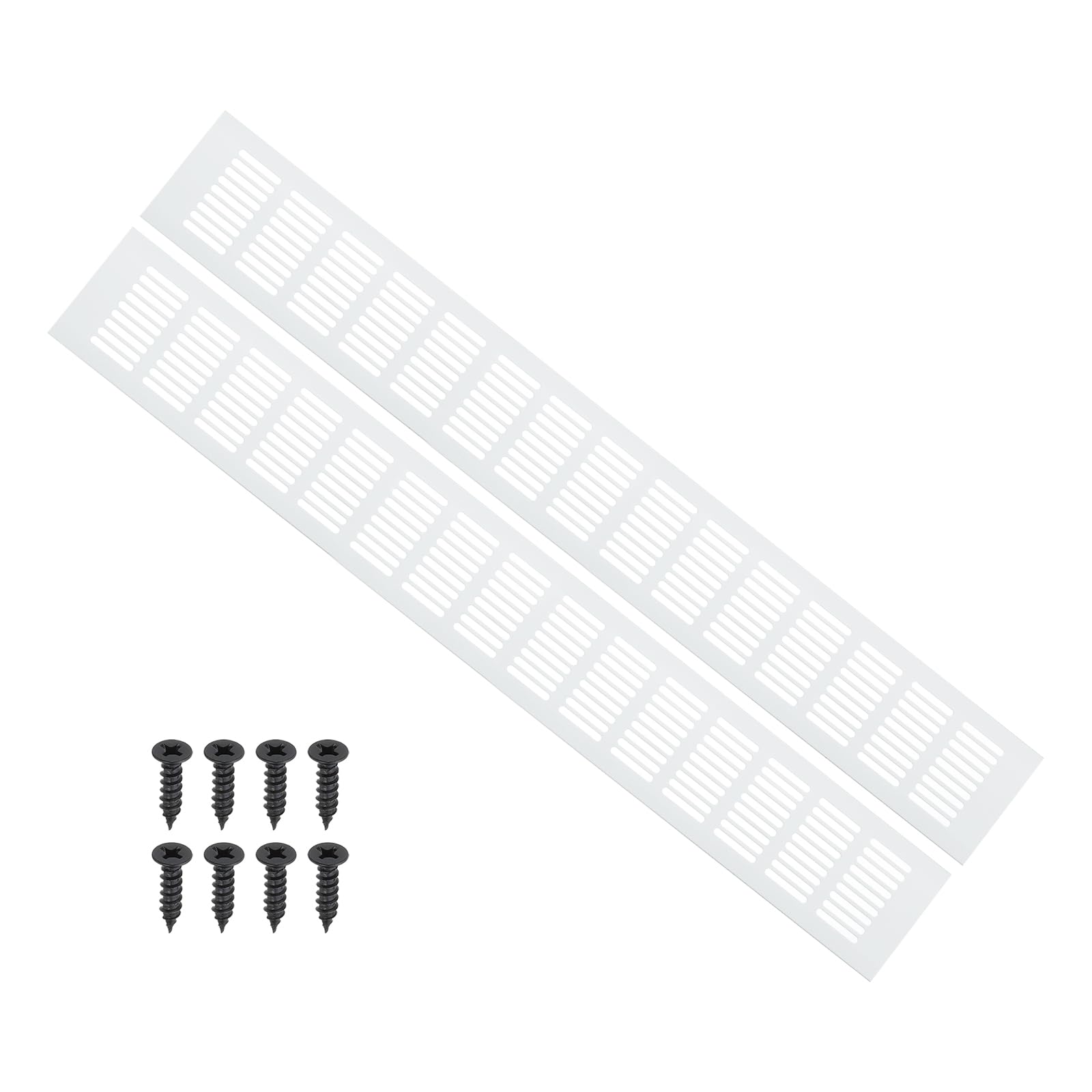 PATIKIL 24 x 3 Inch Door Air Vent Cover, 2 Pcs Heavy Duty Aluminum Grille Ventilation Cover Louvered with Mounting Screws for Cabinet Wardrobe Door, Silver — image 1