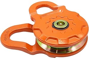 YUUCOO Snatch Block, 50,000 lbs 25T Minimum Breaking Strength, 25,000 lbs 12.5T Working Load Limit, for Synthetic Rope and Steel Cable Winch Lines, for Tractor, Truck, ATV and UTV