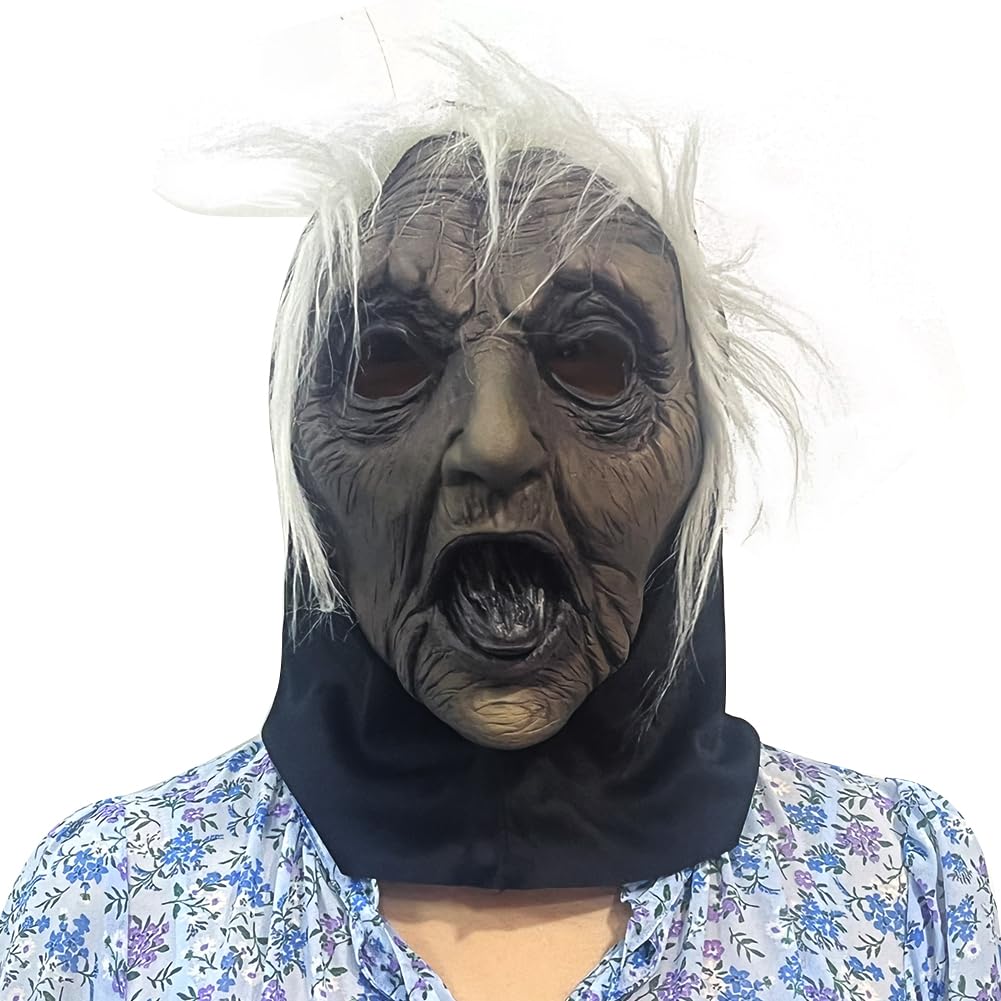 ACBAGI Halloween Mask Costume Old Women Mask Scary Halloween Masks Horror Creepy Masquerade Party Cosplay mask for adults (My Mask16)