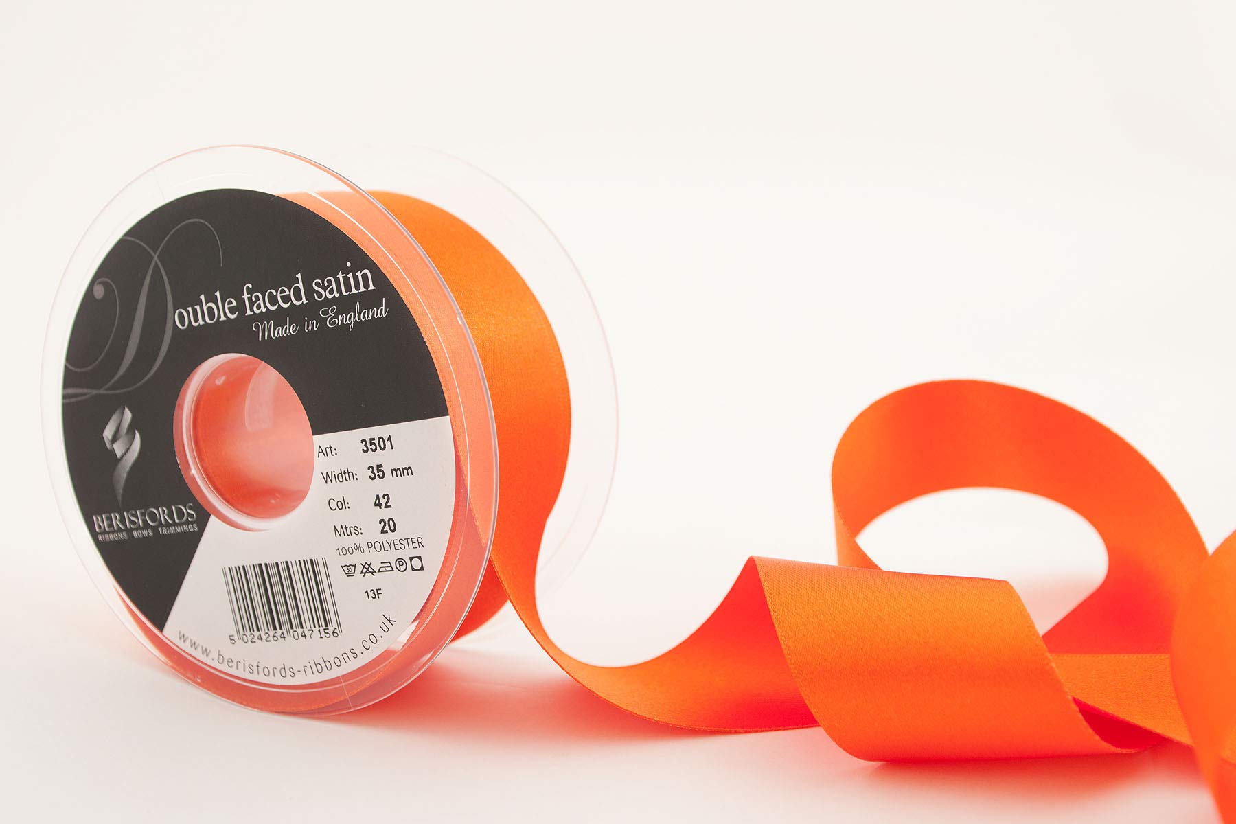 Berisfords Double Satin Ribbon, Orange Delight, 20 m