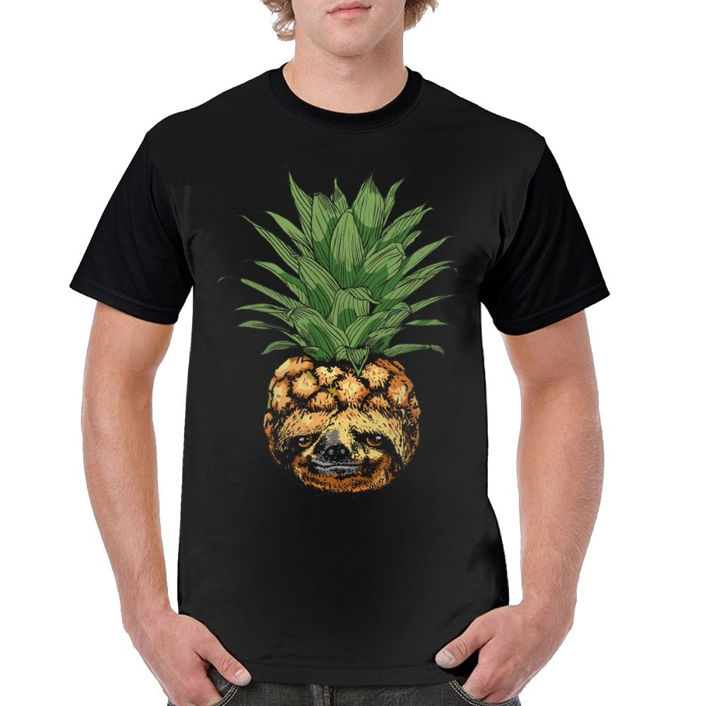  Pineapple Sloth Short Sleeve Black T Shirt