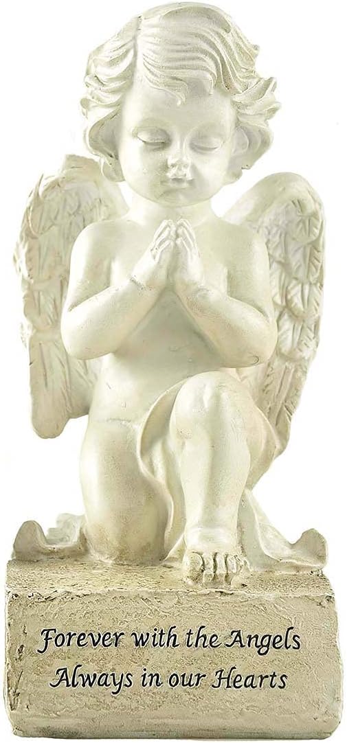 Praying Angel Figurines,Resin White Cherubs Statues,Home Garden Memorial Angel Sculpture-6.5 Inch
