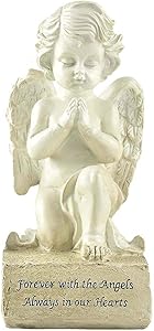 Praying Angel Figurines,Resin White Cherubs Statues,Home Garden Memorial Angel Sculpture-6.5 Inch