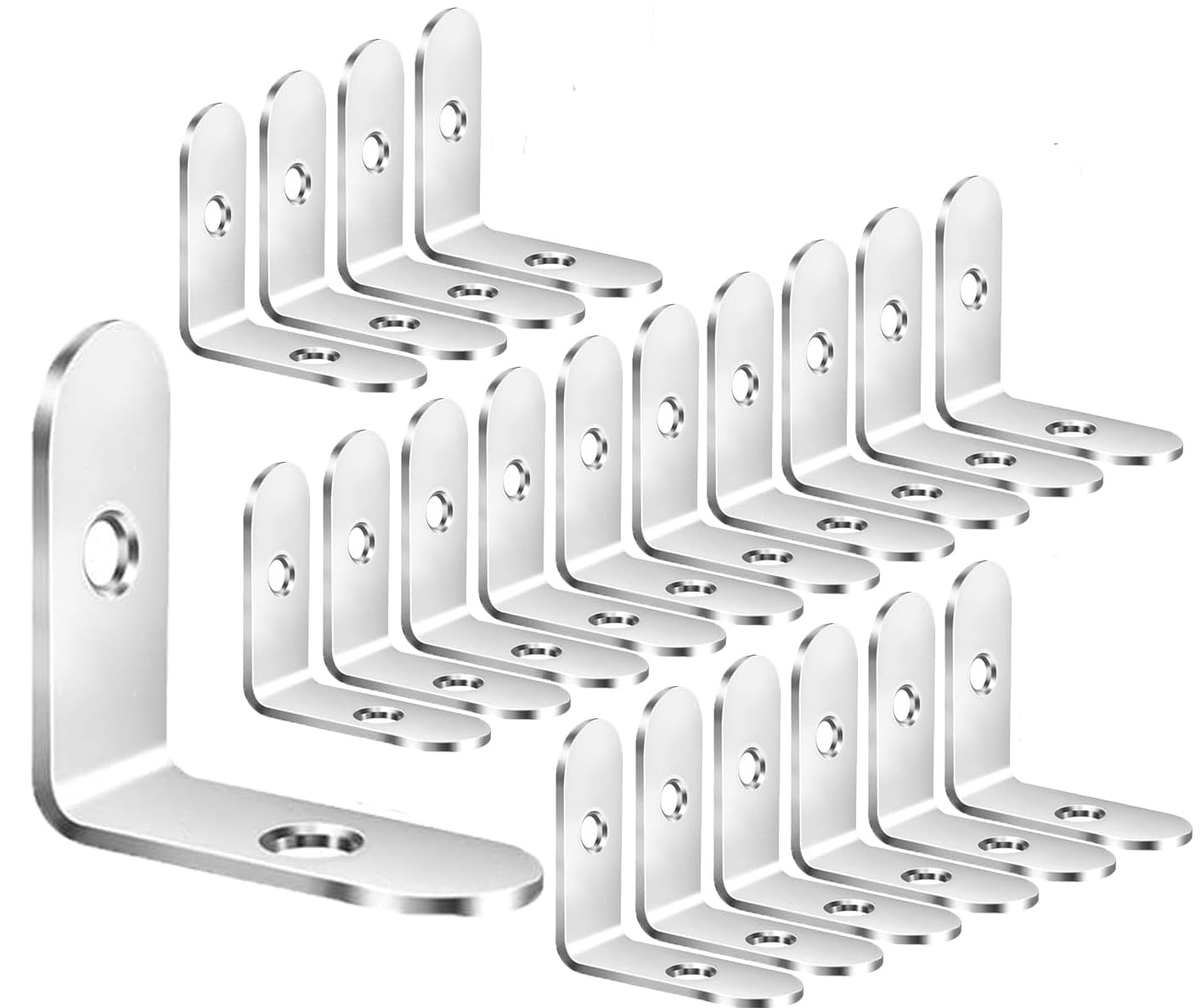 ZiYuya 20PCS Right Angle Brackets for Wood, Stainless Steel Corner Brackets 90 Degree L Shape Bracket Corner Braces Joints Bracket Shelf Support Wall Bracke for Furniture Windows Silver 30mm x 30mm