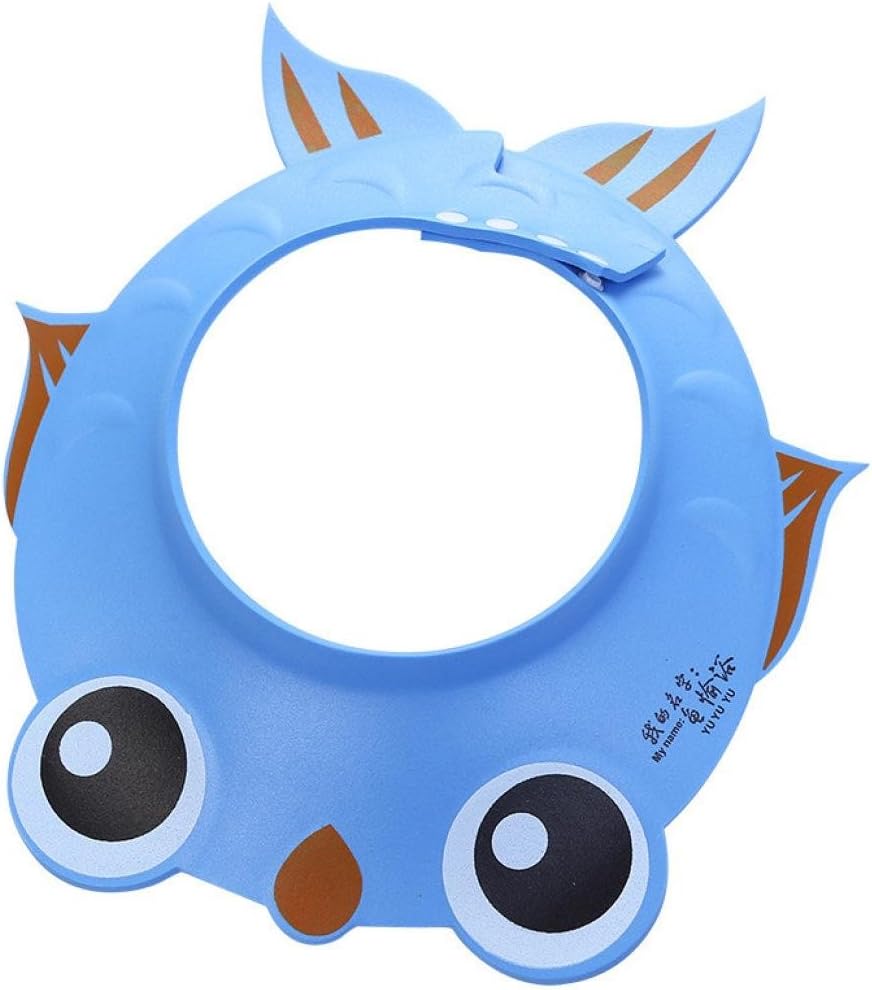 Wawer Adjustable Baby Safe Shampoo Shower Bathing Protection Soft Shower Cap Hat Wash Hair Shield for Toddler,Kids,Children to Keep The Water Out of Their Eyes & Face (Blue-B)