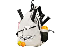 Warping Point Pickleball Bag, Adjustable Large Capacity Pickleball Crossbody Backpack for Women Men, Sling Padel Bag Hold 2 t
