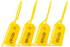 LA SHIELD Leadseals(R) 1000 Plastic Lock Seal Numbered Tamper Seal Security Seal Tags, Pull Zip Ties, Disposable Self-Locking Ties for Fire Extinguisher, Tear Off Type, 210mm Length (Yellow)