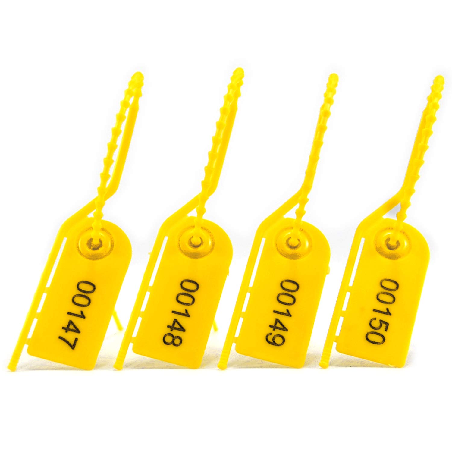 100 Tamper Proof Security Seal Numbered Tags Pull Tite Zip Ties Disposable Self-Locking Ties for Fire Extinguisher, Tearing-Off Type, 210mm Length (Yellow)