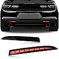 PGTOPONE Smoked LED Rear Bumper Reflectors Fog Brake Tail Light Lamps Compatible with Chevy Camaro GEN6 2016-2024 Cadillac ATS XT5 Pontiac Turn Signal Kits (SMOKED)
