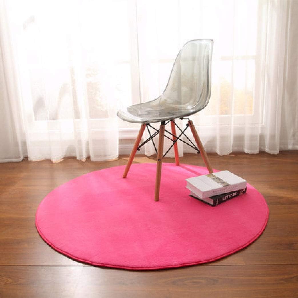 Moktasp Round Carpet Solid Color Simple Coral Fleece mat Bedroom Study Rug Chair Hanging Basket Computer Swivel Chair