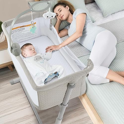 RONBEI Baby Bassinet, Bedside Sleeper Cribs,Baby Bed to Bed