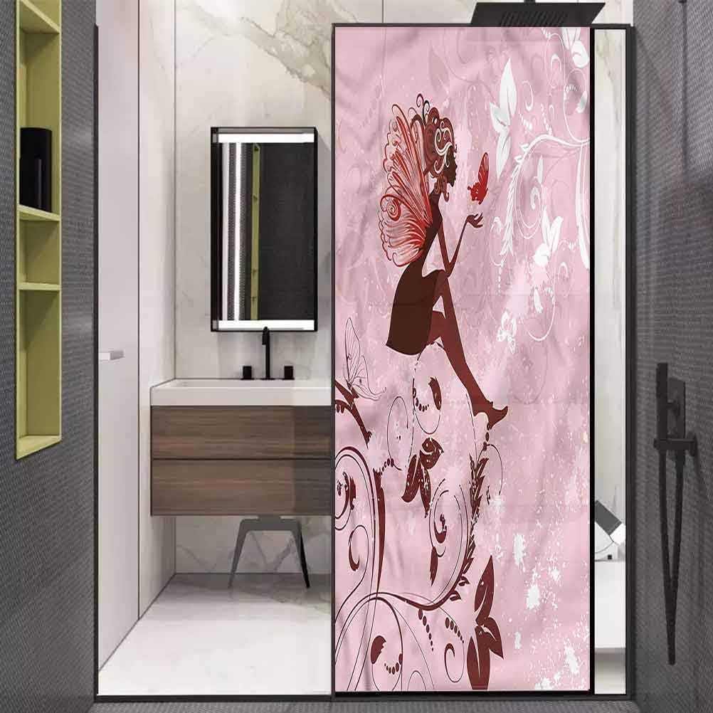 Glass Sticker Children's Bedroom Glass Stickers,Fairy Pixie Girl Butterfly Static Cling Window Glass Sticker for Home,23.6" W x 47.2" L inches