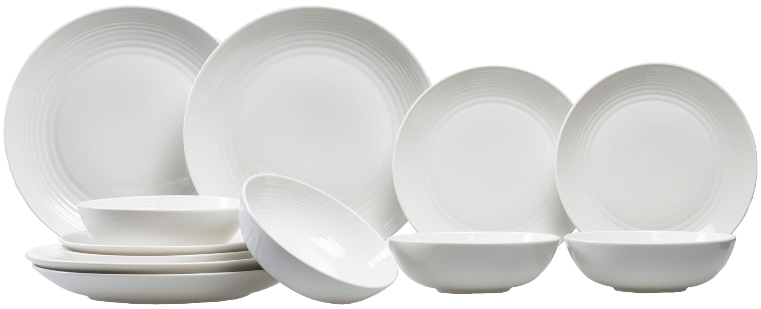 Royal Doulton Gordon Ramsay Maze White Collection Stoneware Set of 12 - Dinner Plates, Side Plates, & Cereal Bowls Ideal for Breakfast, Lunch and Dinner