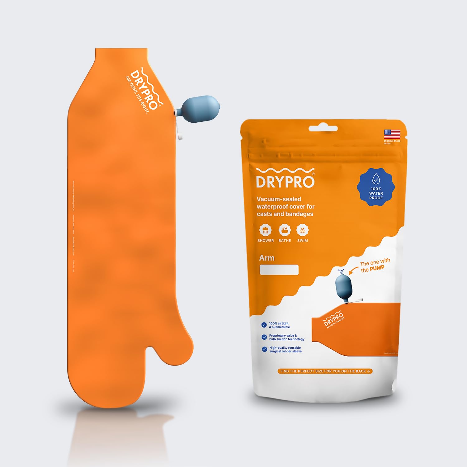Photo 1 of DRYPRO Vacuum Sealed Waterproof Arm Cast Cover - Sized for Both Kids and Adults - Ideal for The Bath Shower or Swimming - Small Full Arm – (FA-14-PRO)