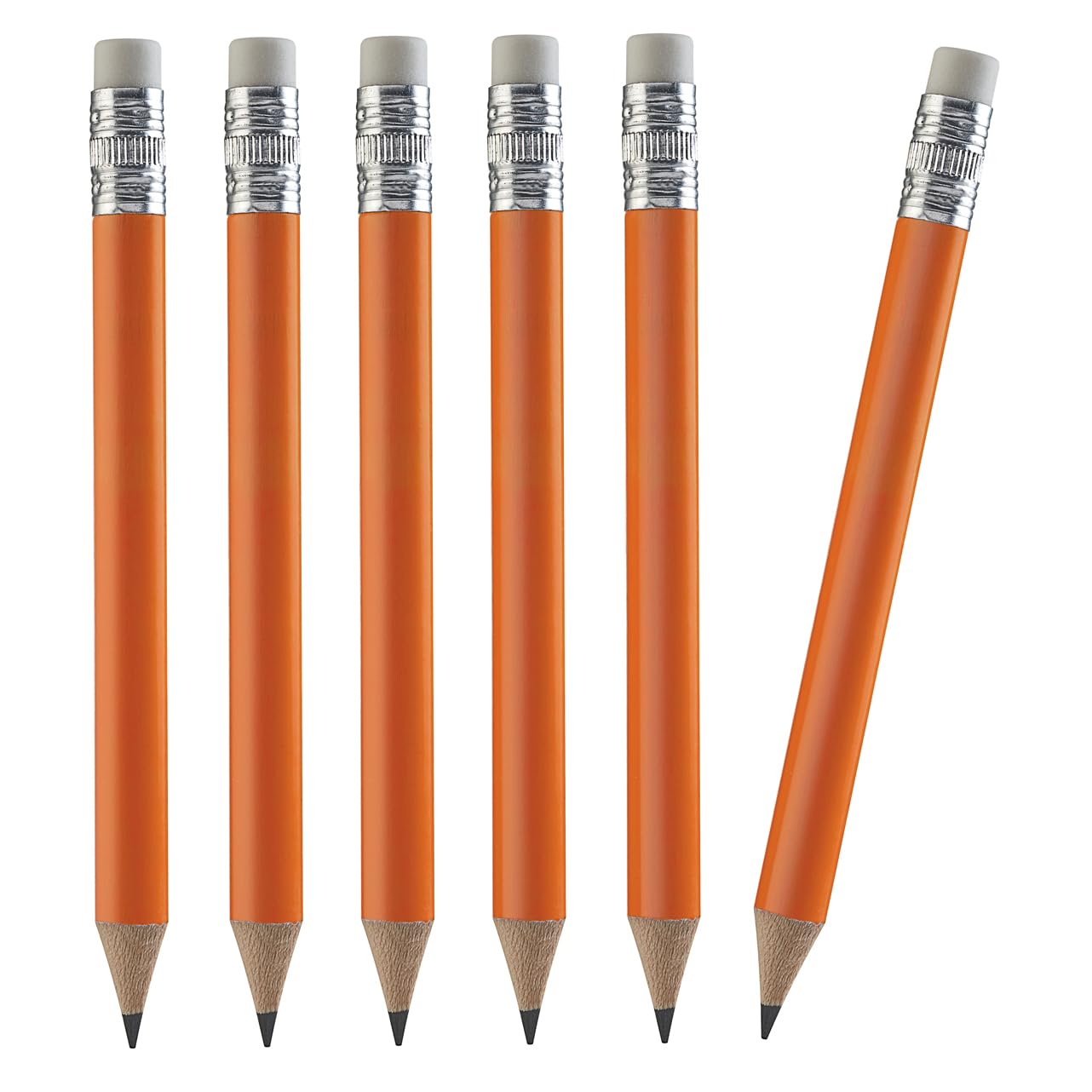 TH Golf 100pcs Premium Golf Pencils, 4 Inch Mini Half Pencils with Eraser Sharpened Wood Mini Round for Schools Wedding Toddlers Home Corporate Multiple Colours (Neon Orange)