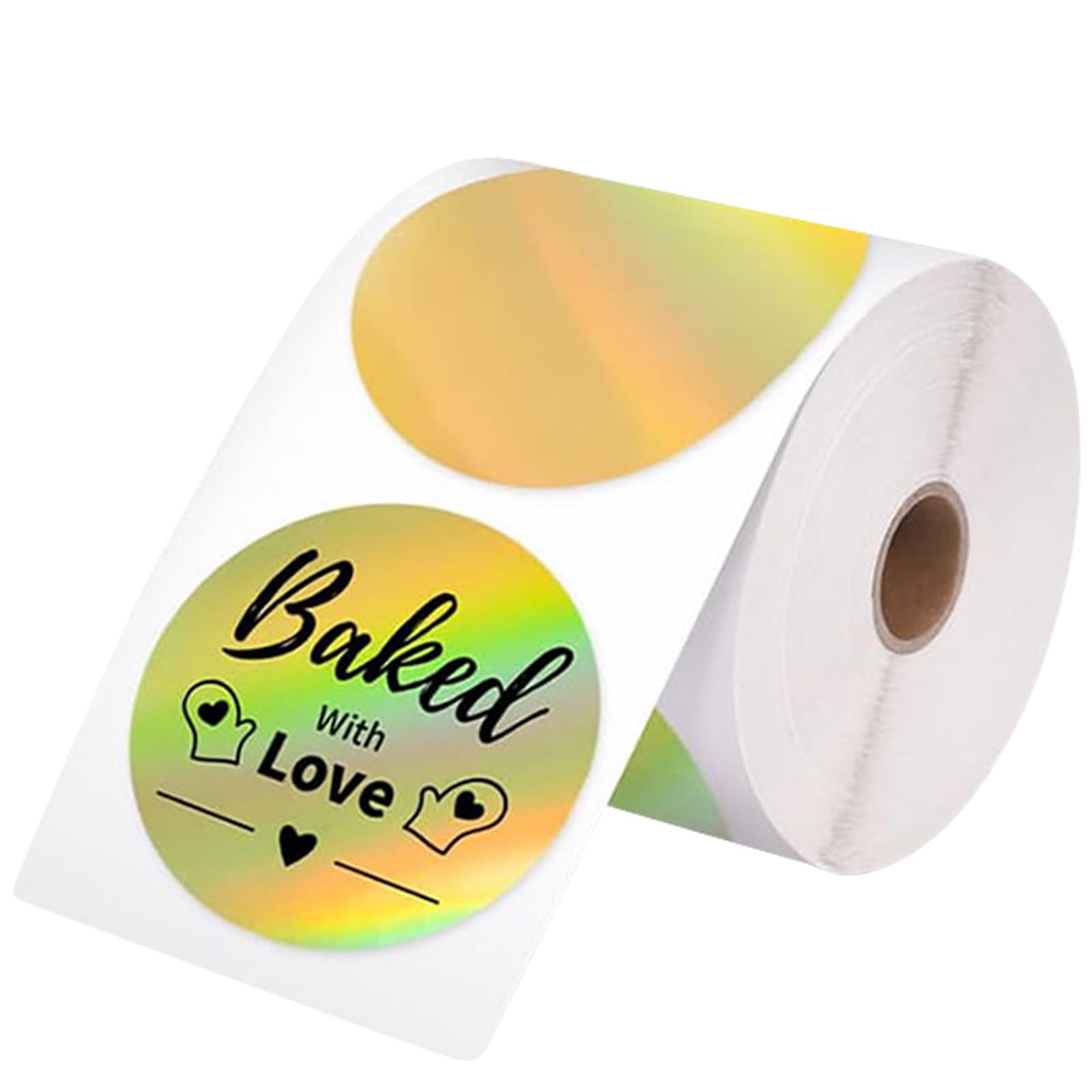 Gold Thermal Sticker Labels, 50x50cm 400PCS Round Thermal Labels Logo Stickers, 57x32cm 500PCS Square Direct Thermal Label, Roll Printer Decals Name Tag for Price, Name, Address, Logo (400PCS 50*50mm)