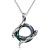 Snake Necklace 925 Sterling Silver Animal Pendant with 4 Colors Circle Crystal from Austria, Snake Jewelry Collection for Women Her