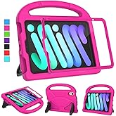 MOXOTEK Kids Case for iPad mini 7 (A17 Pro) 2024 / Mini 6 2021, iPad mini 7th/6th Generation Case with Screen Protector, Durable Shockproof Handle Stand Protective Cover for iPad 8.3 Inch, Pink