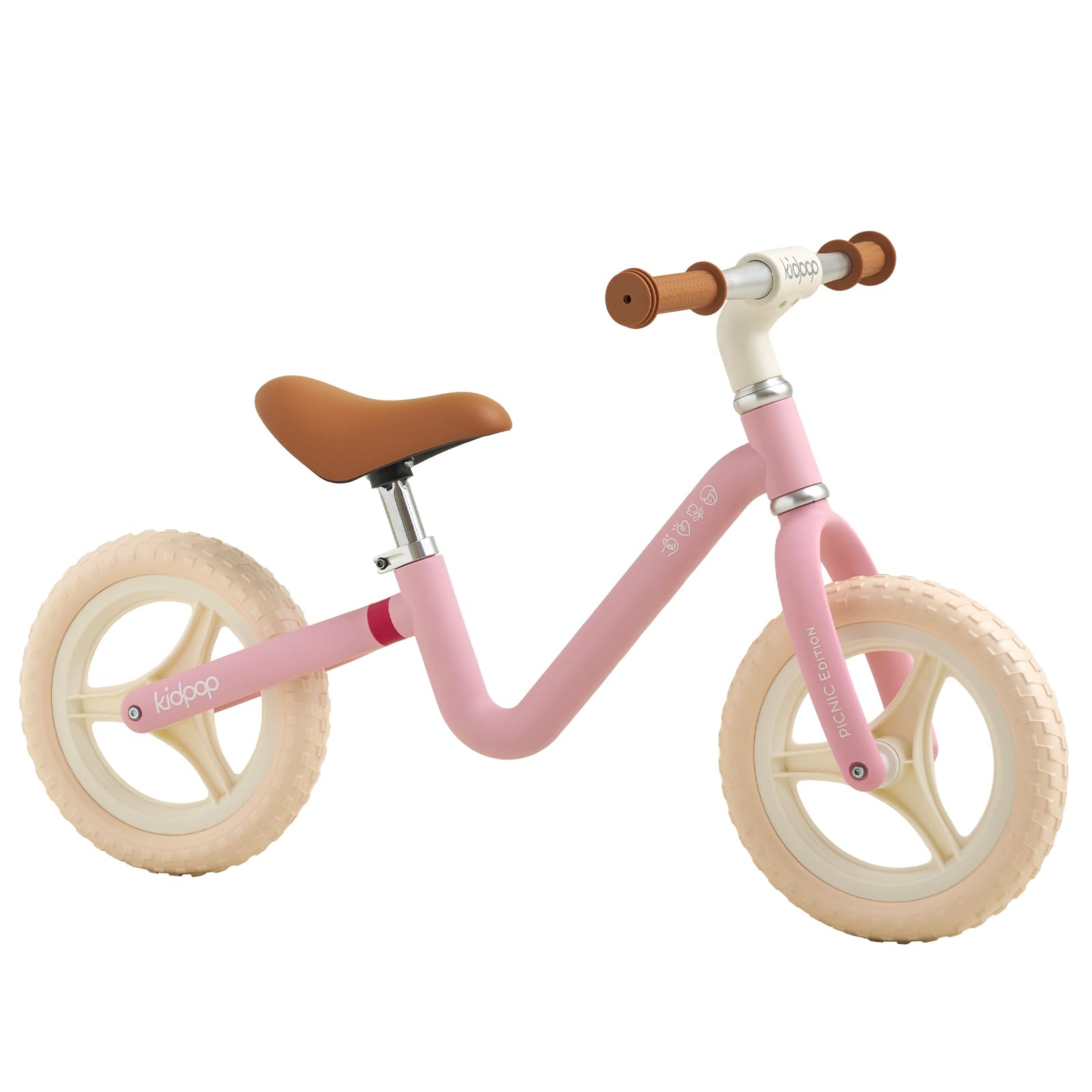 kidpop Right Toddler Balance Bike for 1-4 Years 10" Puncture-Proof Tires Lightweight and Height Adjustable Kids Push Ride-on Toys First Birthday Gifts Pink