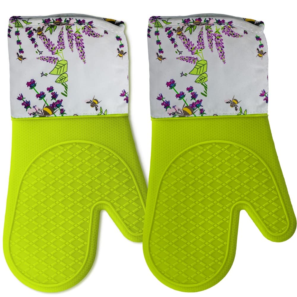 Chilgoza Silicone Oven Gloves Heat Resistant for Cooking BBQ Grilling Microwave Green