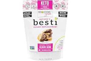 Wholesome Yum Besti Natural Sugar Substitute - Granulated Monk Fruit Sweetener Blend With Allulose (No Erythritol) - Keto, Non GMO, Zero Calorie, Zero Carb, Sugar Free, No Aftertaste (1 lb)