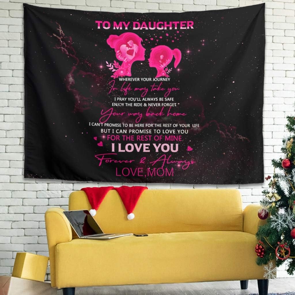 Zhenxinganghu To my Daughter - Wherever your journey in life may take you Multicolor Tapestry Bedding with Hippie Wall Decor for Living Room Bedroom Dorm Decor white 59x51 inch